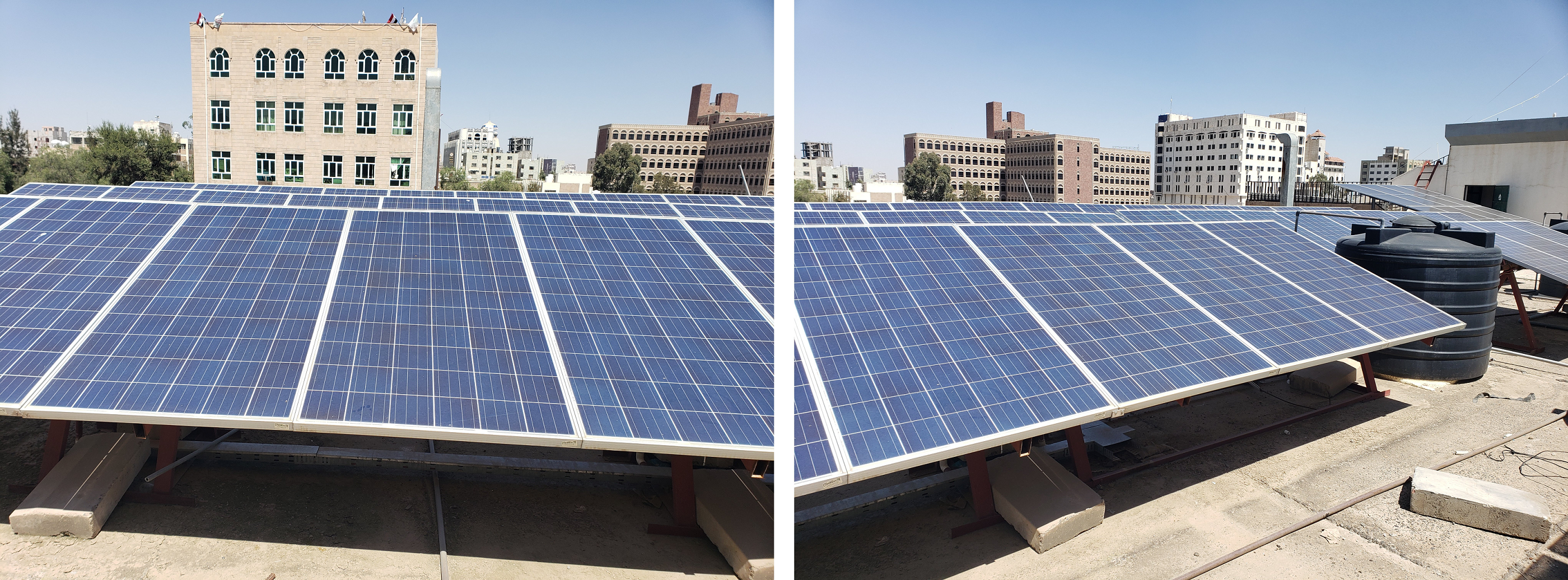 A section of the (P-Si) PV modules that are installed on the roof of the Yemen Standardization, Metrology and Qual- ity Control Organization (YSMO) in Sana’a – Yemen.