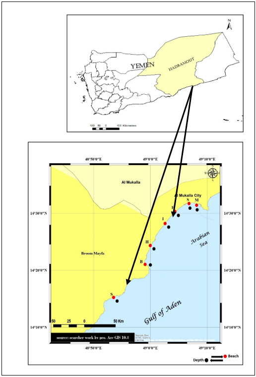 Map of Hadhramout Governorate showing the sam- pling locations.